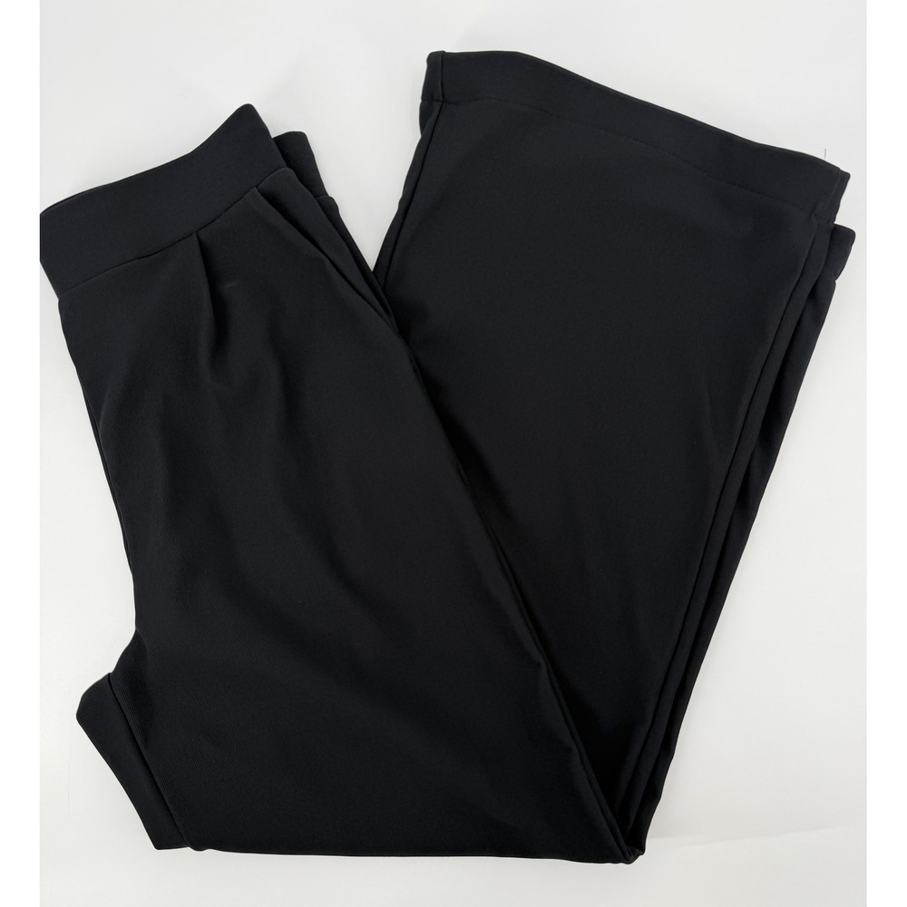 Halara Black Wide Leg Pleated High Waisted Trousers Pockets Size S Regular